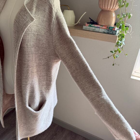 Old Navy Open Front Chunky Knit Cardigan M Taupe Beige Ribbed Fall Winter Cozy - Picture 6 of 10